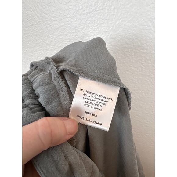 Eileen Fisher Grey Silk Draw String Straight Leg Comfortable Pants Large - Picture 7 of 9